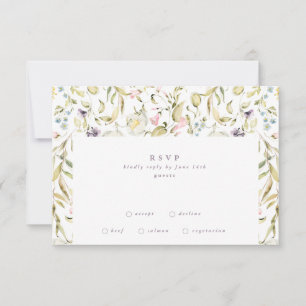 Elegante Micro Spring Botanische Bloemen Bruiloft RSVP Kaartje