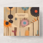 Elegante Mid Century bloemenbruiloft All In One Uitnodiging (Achterkant)