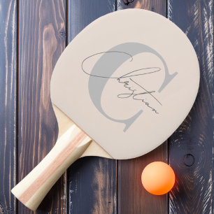 Elegante MidCentury Modern Monogram Roze Zandkaste Tafeltennisbatje
