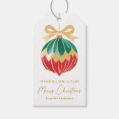Elegante Midcentury Ornament kerst Cadeaulabel (Voorkant)