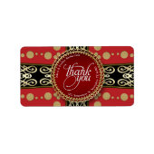Elegante middeleeuwse rood goud en zwart dank u etiket (Voorkant)