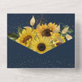 Elegante Middernacht Zonnewijzer Navy Bruiloft All In One Uitnodiging (Achterkant)