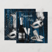 Elegante Middernachtblauwe Maskerade Feest Kaart (Voorkant / Achterkant)