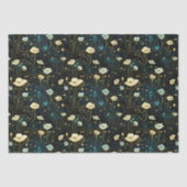 Elegante Midnight Blue Celestial Bloemen Decoupage Tissuepapier (Voorkant)