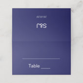 Elegante Midnight Navy Blue Wedding Place Card (Buitenkant ongevouwen)