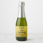 Elegante Mini Goud & Zwart Bruiloft Mousserende Wi Sparkling Wijnetiket (Voorkant)