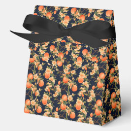 Elegante Mini Perzik Bloem en Zwart Bedankdoosjes