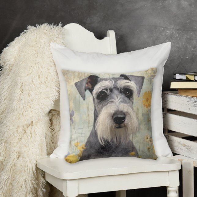 Elegante Mini Schnauzer Kussen (Add some cuteness to your home decor with this pretty Schnauzer throw pillow.)