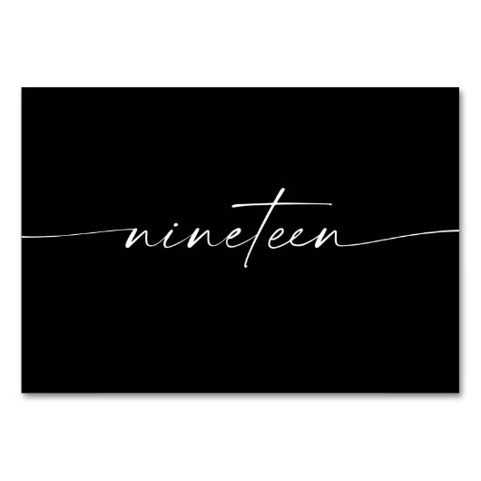 Élégante Mini Script Cartes de Table Numéro Dix-ne (Devant)