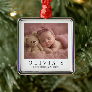Elegante Minimaal Baby's Eerste Kerst Ornament