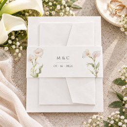 Elegante Minimaal Calla Lelie Trouwinitiëlen Uitnodigingen Wikkel