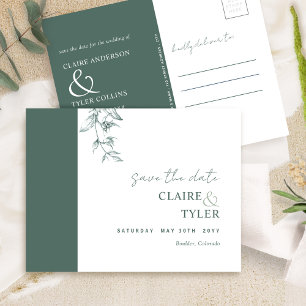 Elegante Minimaal, Diep Groen Huwelijk Save The Da Briefkaart