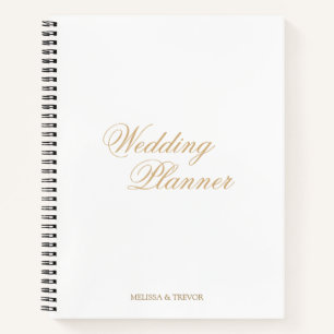 Elegante Minimaal Formeel Gouden Script Trouwplann Notitieboek