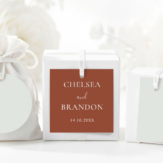 Elegante Minimaal Landelijke Terracotta Script Tro Bedankjes Labels