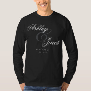 Elegante Minimaal Mr en Mrs Trouwdag T-shirt