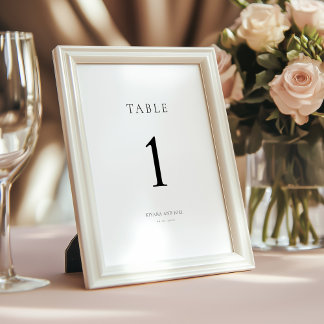 Elegante Minimaal Zwarte en Witte Tafel Nummerkaar Kaart
