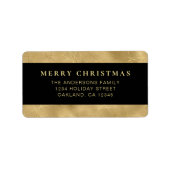 Elegante Minimal Black & Faux Gold Kerstmis Etiket (Voorkant)