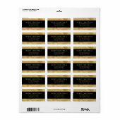 Elegante Minimal Black & Faux Gold Kerstmis Etiket (Full Sheet)