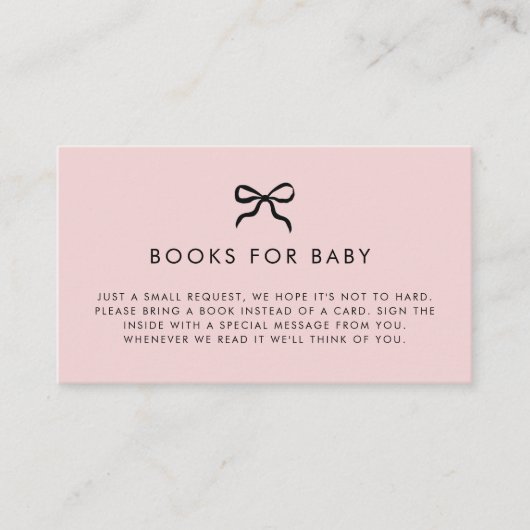 Elegante Minimal Bow Baby shower Enclosure Kaart (Voorkant)