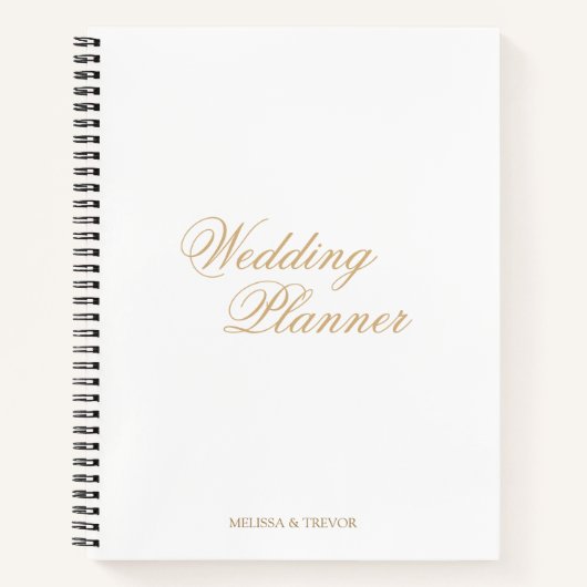 Elegante Minimal Formal Gouden Script Trouw Planne Notitieboek (Voorkant)