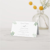 Elegante Minimal Greenery Wedding Place-kaarten (Voorkant)
