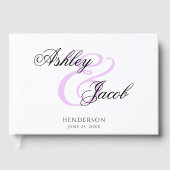 Elegante Minimal Light Paarse Custom Name Wedding Gastenboek (Voorkant)