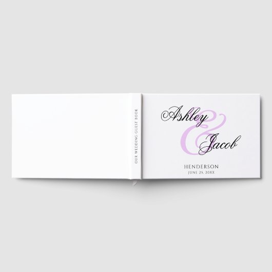 Elegante Minimal Light Paarse Custom Name Wedding Gastenboek (Volledig)