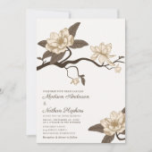 Elegante  Minimal Magnolia bruiloft Kaart (Voorkant)