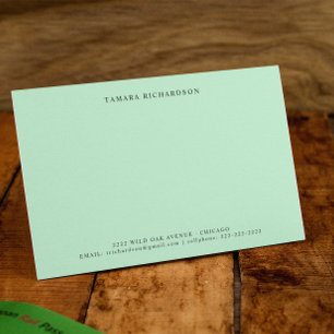 Elegante Minimal Mint Green gepersonaliseerd Notitiekaartje