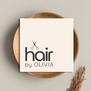 Elegante Minimal Pastel Black Scissors Haarstylist Vierkante Visitekaartje