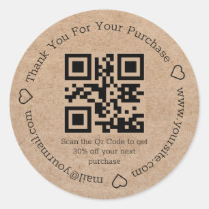 Elegante Minimale Bedank Business QR Code Kraft Ronde Sticker