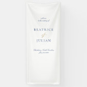 Elegante minimale blauw en wit bruiloft welkom spandoek (Verticaal)