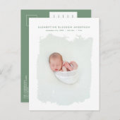 Elegante minimale blauwe geboorte aankondiging fot (Voorkant / Achterkant)