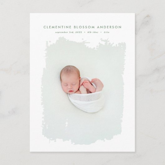 Elegante minimale blauwe geboorte aankondiging fot (Voorkant)