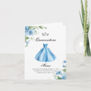 Elegante Minimale Bloemige Blauwe Quinceañera Wate