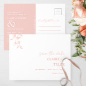 Elegante minimale, blush roze bruiloft opslaan van briefkaart