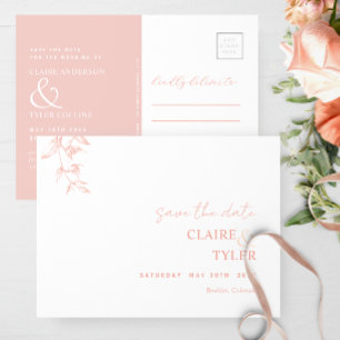 Elegante minimale, blush roze bruiloft opslaan van briefkaart