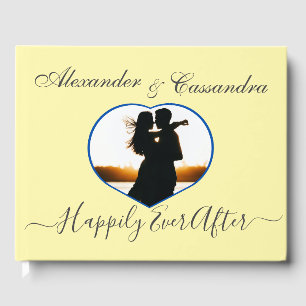 Elegante minimale boter gele foto bruiloft gastenboek