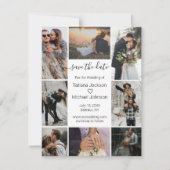 Elegante minimale eenvoudige kalligrafie 8 foto's save the date (Voorkant)