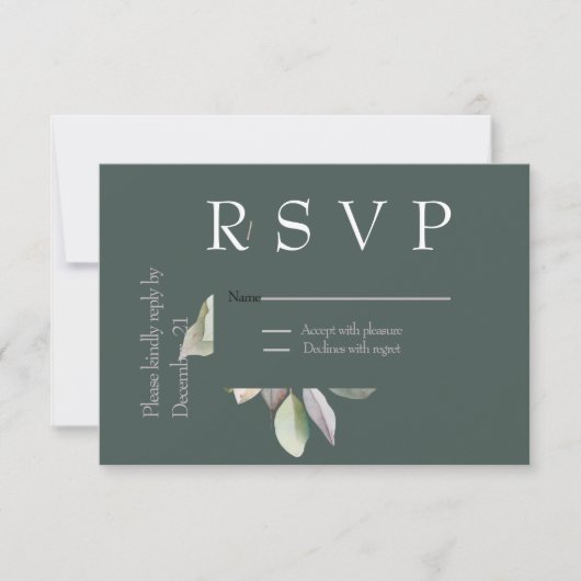 Elegante minimale eucalyptus RSVP kaartje (Voorkant)