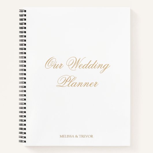 Elegante minimale formele script onze bruiloft pla notitieboek (Voorkant)