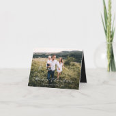 Elegante minimale foto Kerstscript zwart wit Feestdagen Kaart (Voorkant)