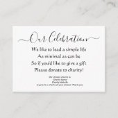 Elegante minimale geen cadeaus liefdadigheidsdonat informatiekaartje (Voorkant)