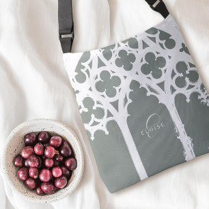 Elegante Minimale Gotische Venster Typografie Sage Crossbody Tas