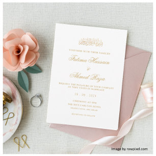 Elegante minimale gouden kalligrafie moslim bruilo kaart