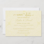 Elegante minimale gouden omtrek bloemen bruiloft save the date (Voorkant)