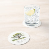 Elegante minimale groene Waterverf eikenboom bruil Ronde Kartonnen Onderzetter (Insitu)