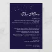 Elegante minimale hemelse Midnight Blue bruiloft Menu (Voorkant)