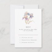 Elegante minimale iris bloemig RSVP kaartje (Voorkant)