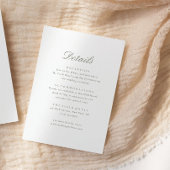 Elegante minimale kalligrafie script details bruil informatiekaartje